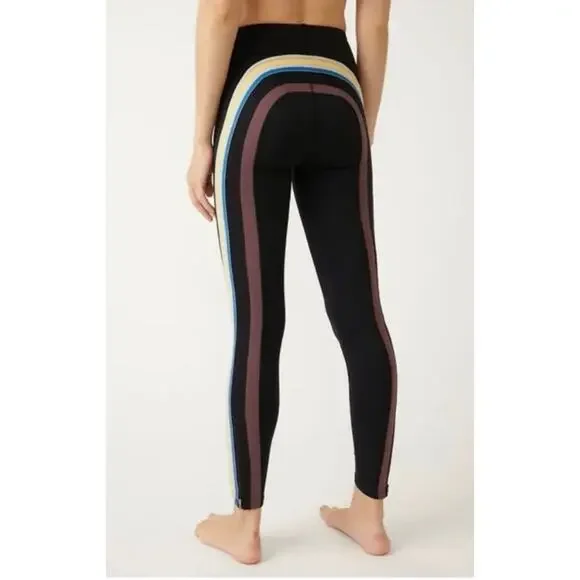 FP MOVEMENT NWOT Run Racer Rainbow Striped Black Leggings Size Large High Rise - Picture 5 of 12